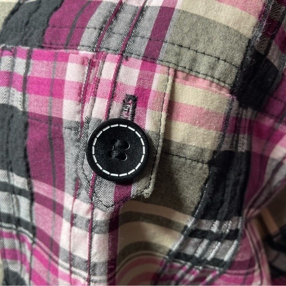 C.J. Banks Christopher & Banks Pink Black Tan Plaid Button Down Size 1X - Picture 5 of 9